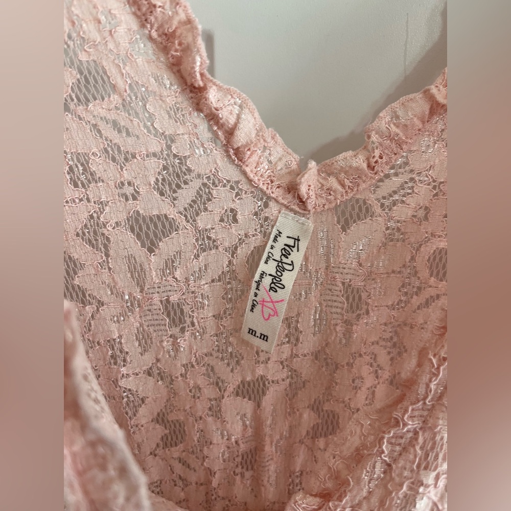 Free People Lace Midi Dress Women’s M Pink Fairycore Fairy Feminine Girly Barbie - Picture 3 of 10